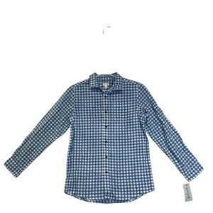 Cat And Jack Boys Shirt Blue White Plaid Buttoned Shirt Sz 16 XLarge NWT